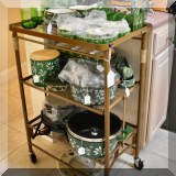 F27. Temptations folding kitchen cart with tempered glass. 36”h x 24”w x 17”d